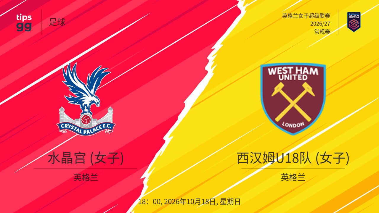 26_27赛季英女超第6轮全场回放：水晶宫女足VS西汉姆联女足